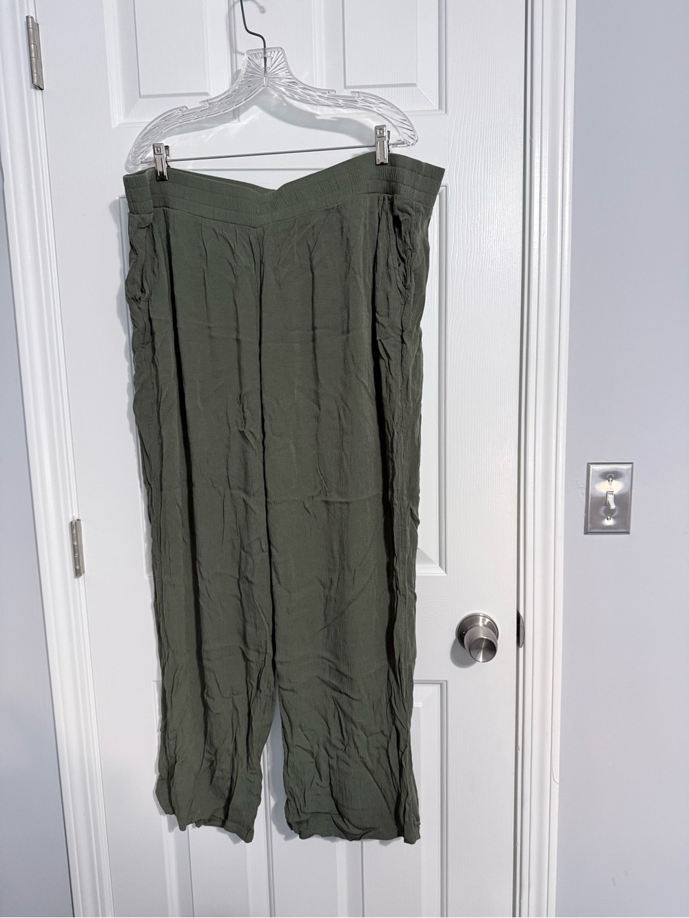 Olive Green Wide-Leg Lightweight Pants Size 2XL